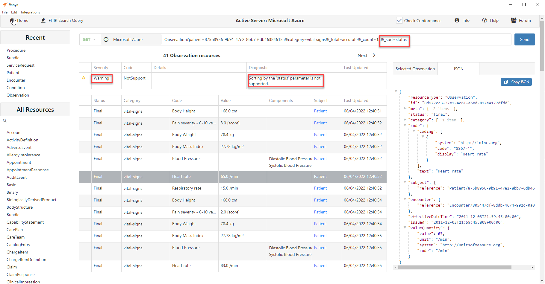 FHIR server dropdown