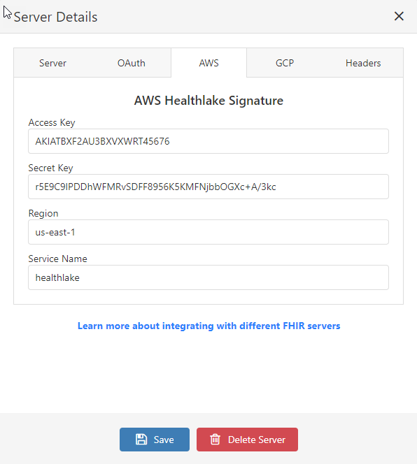 AWS FHIR server auth