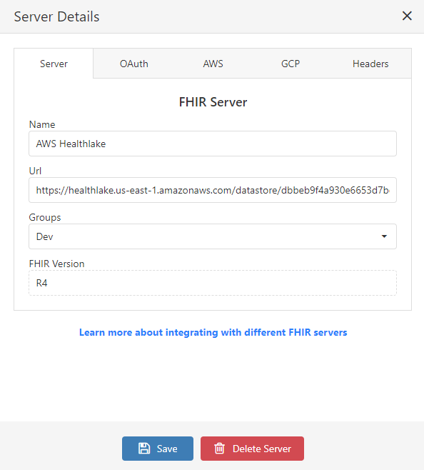 AWS FHIR server