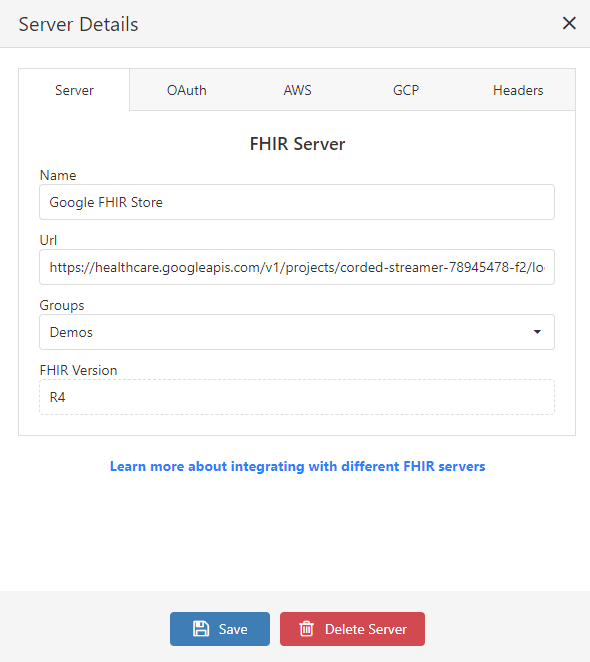 Google FHIR server