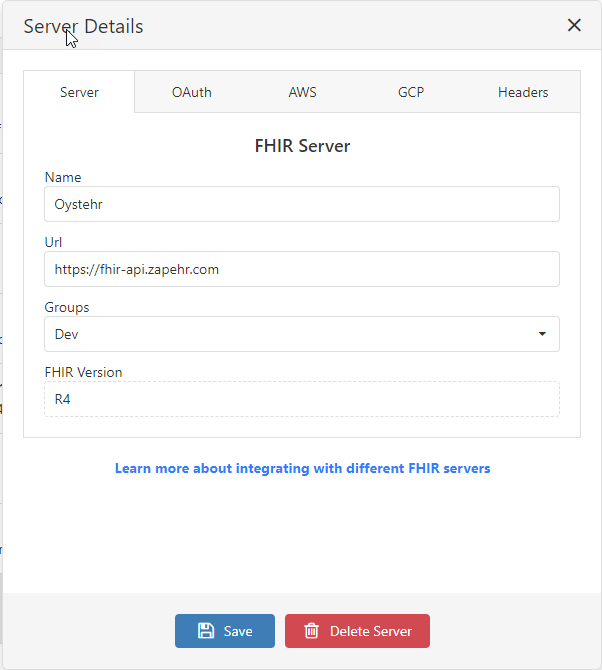 Oystehr FHIR server server