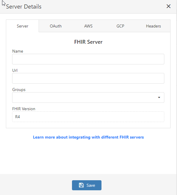 FHIR server settings