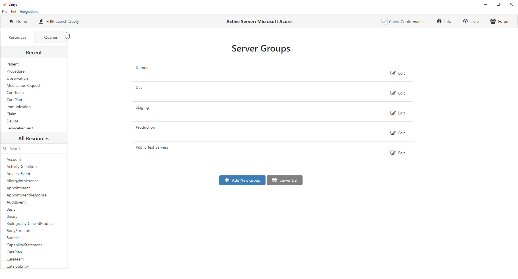 FHIR server groups