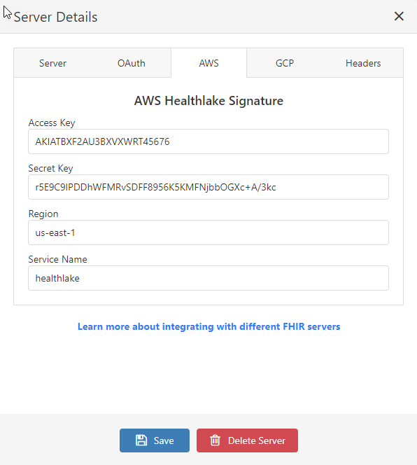 AWS Auth settings