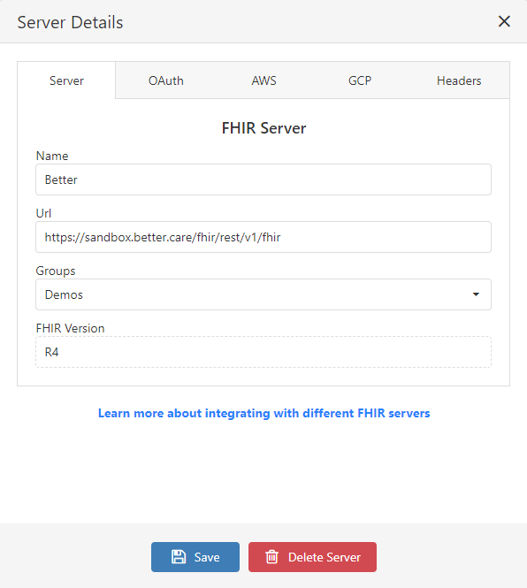 Azure server settings