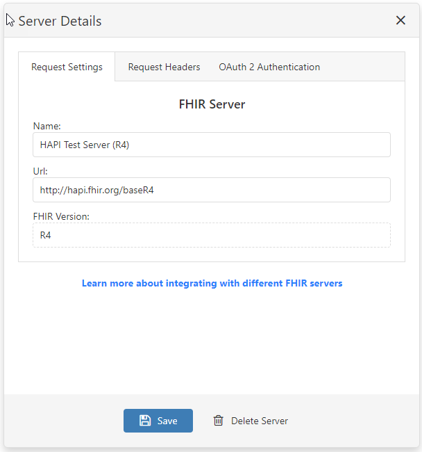 HAPI server settings